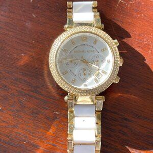 Michael Kors Gold and white ceramic watch